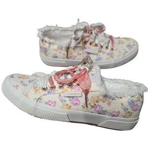 Superga x LoveShackFancy 2750 Flower Fringed Sneakers Sz 8